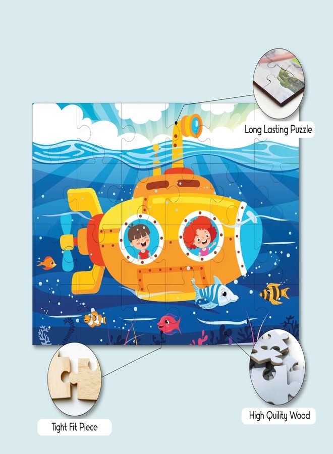 Khilonewale Wooden Jigsaw Puzzle 24 Pieces Each Combo of 8 Large Size 20 x 30 cm Set for Kids 3+ Years Educational Puzzles, | Learning Brain Development Toy for Boys and Girls (Kids Adventure Puzzle Set) - Image 4